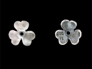 . Clover Bead Cap 10mm  Antique Silver